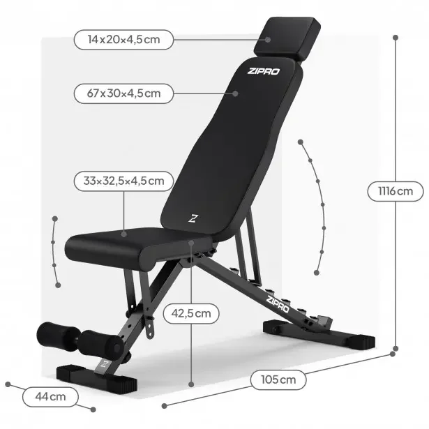Zipro Grind – dimenzije klupe Zipro Grind – dimenzije klupe
