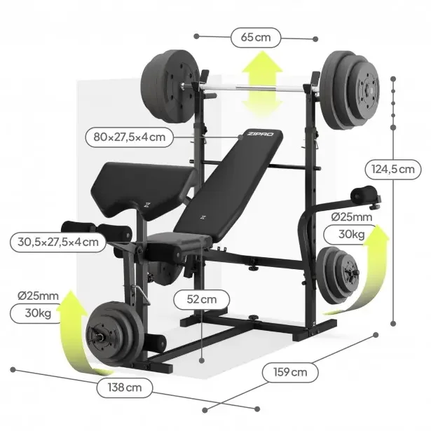 Zipro Ripped – dimenzije klupe Zipro Ripped – dimenzije klupe