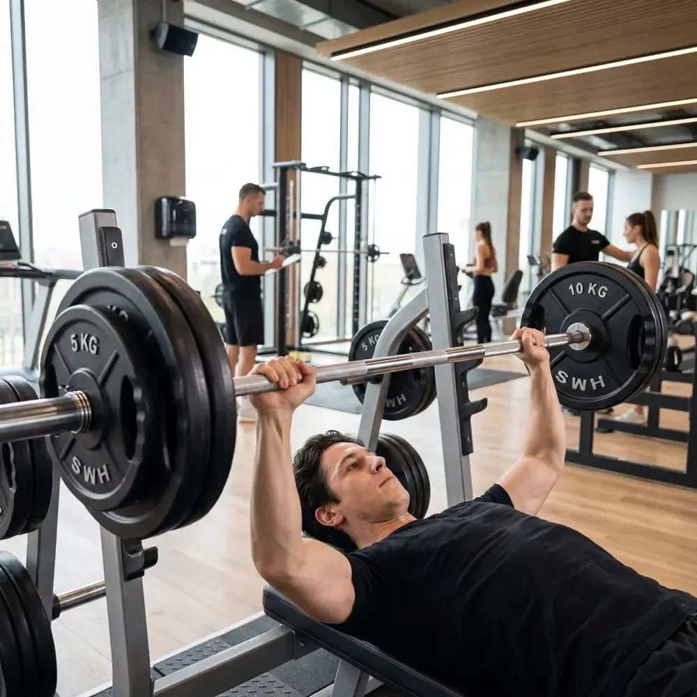Olimpijski utezi HMS na bench klupi Olimpijski utezi HMS na bench klupi