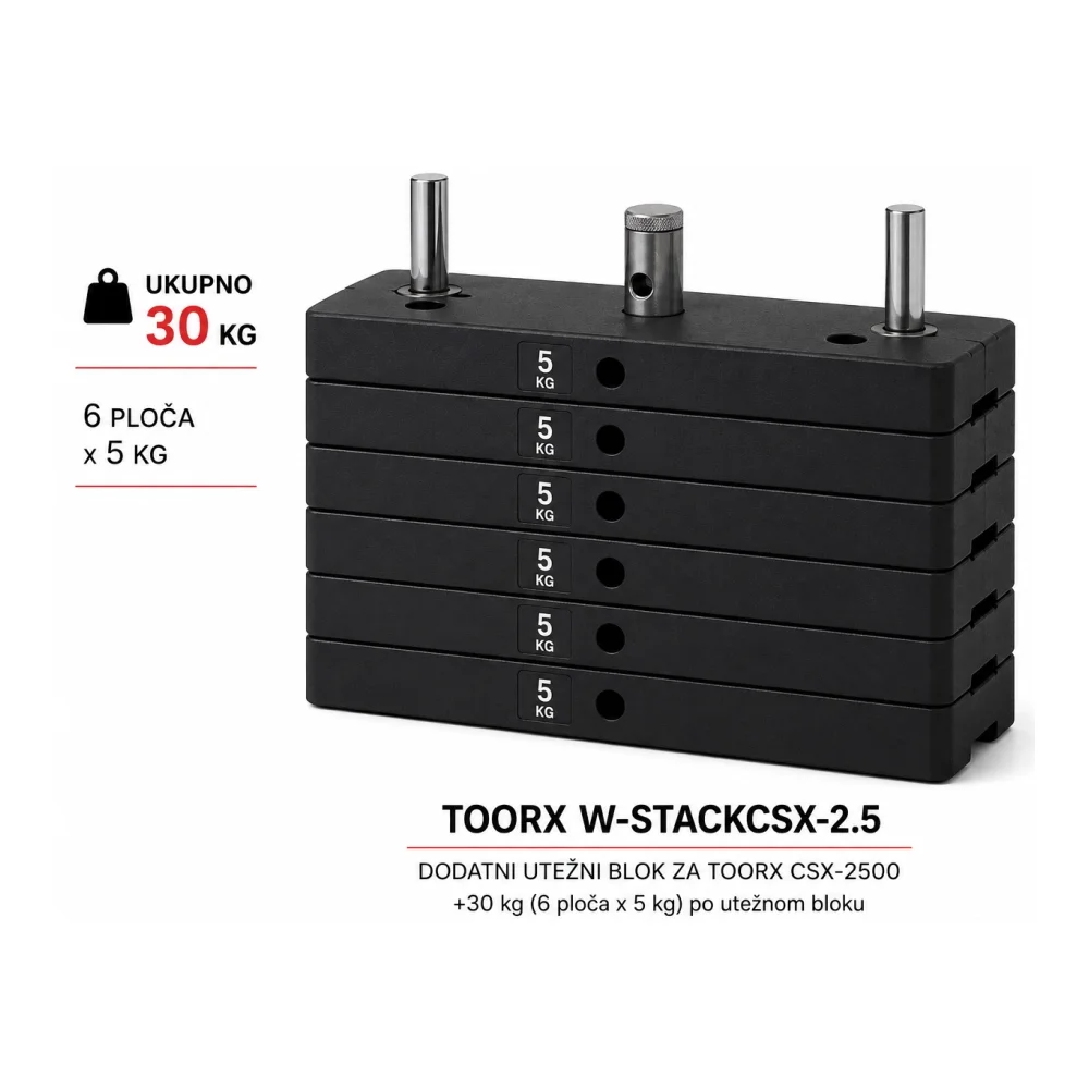 Dodatni utežni blokovi Toorx W-STACKCSX-2.5 2×30 kg za CSX-2500
