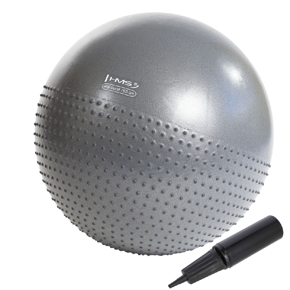 Pilates lopta masažna 65cm tamno siva HMS Anti-burst