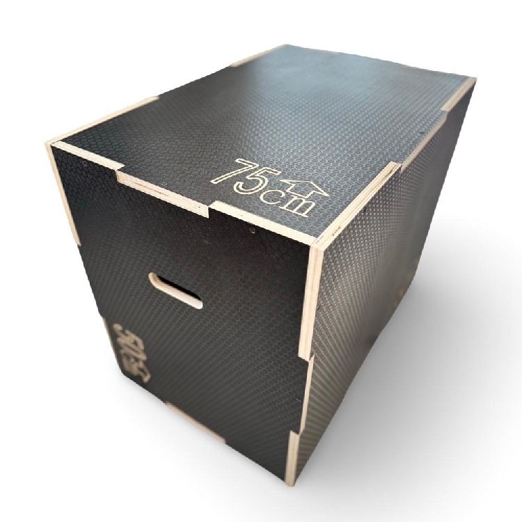Plyo box 3u1 drveni Fight Line 75 x 60 x 50 cm - crni s protukliznim premazom