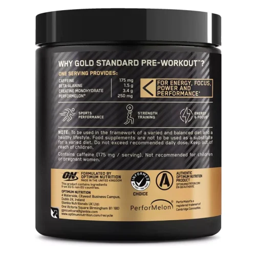Gold Standard Pre-Workout - stražnja strana