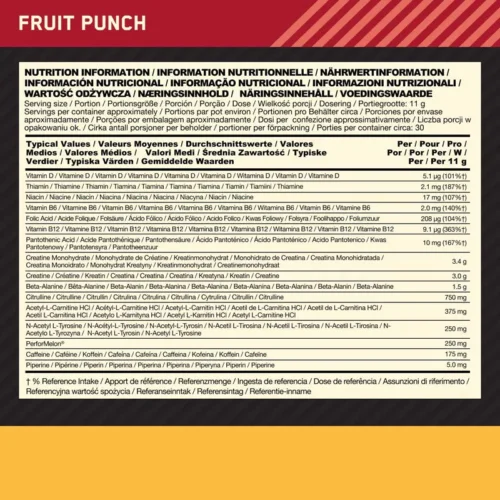Optimum Nutrition Gold Standard Pre Workout, 330 g - deklaracija